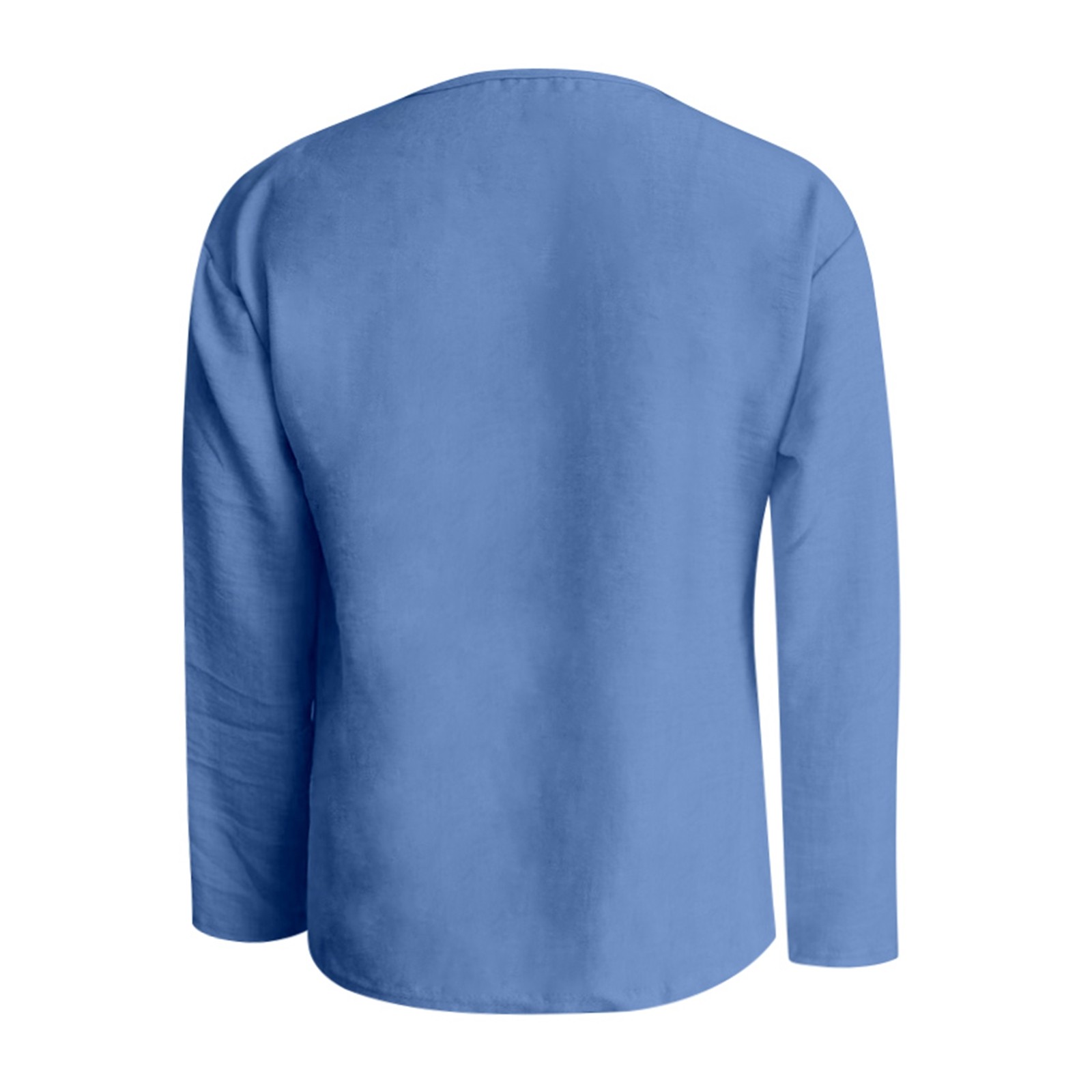 thumbnail image 5 of Camiseta informal de manga larga y cuello en V - Elegante cuello en V, color versátil, tejido cómodo, 5 of 5